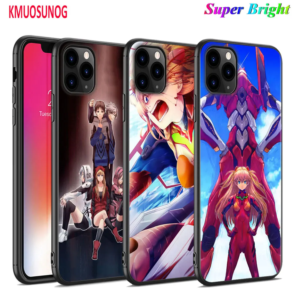 

Black Silicone Case Neon Genesis Evangelion EVA for iPhone 11 11Pro XS MAX XR X 8 7 6S 6 Plus 5S Gloss Phone Case Cover