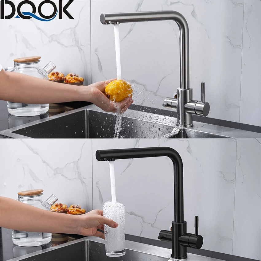 DQOK Drinking Filtered Water Kitchen Faucet Purification Tap Dual Handle Faucet Kitchen Sink Tap — view 2