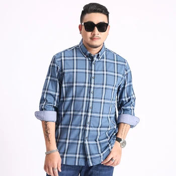 

5xl 6xl 7xl 8xl 2019 New Plus Size Plaid Casual Shirt Men Long Sleeved New Spring Business Big Large High Quality Fashion