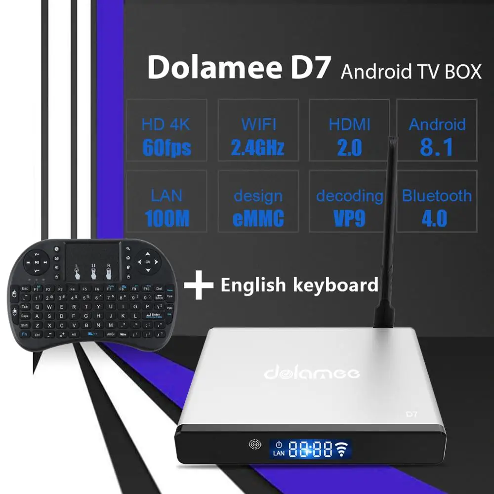 DOLAMEE D7 S905W Android 8 1 ТВ приставка светодиодный дисплей 2 Гб 16 Wifi 4G Mali 450MP5 поддержка 4K