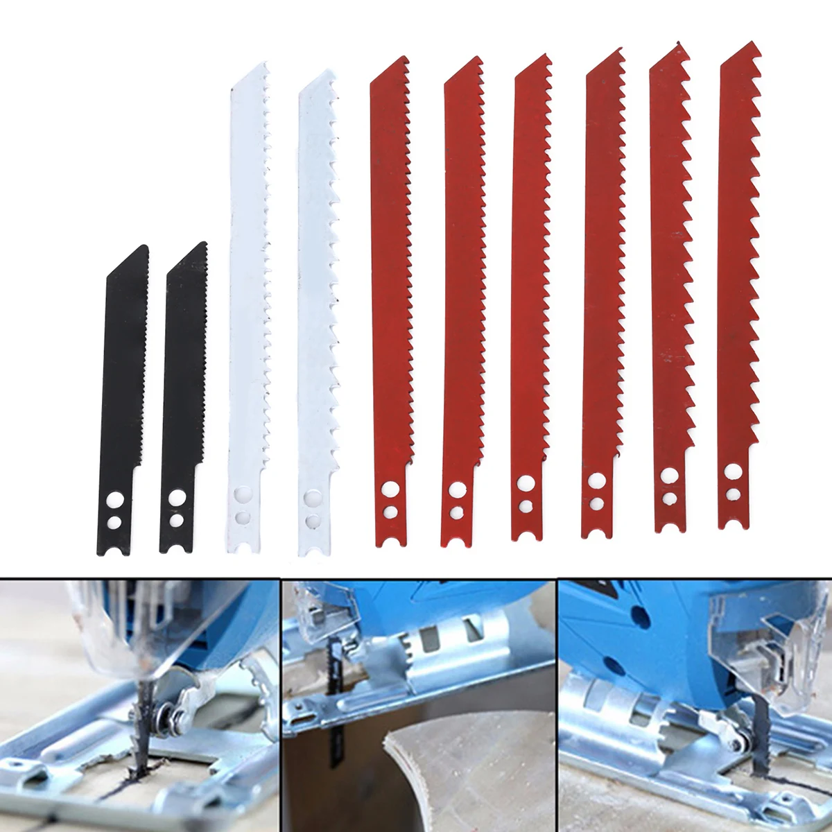 DWZ 10pcs Jigsaw Blades Set for Black and Decker Jig Saw Metal Plastic Wood Blades