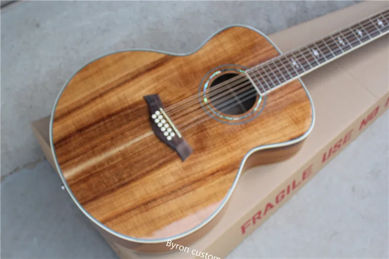 

free shipping jumbo body 12 strings K55 koa acoustic guitar 12 strings K55e acoustic electric folk guitar