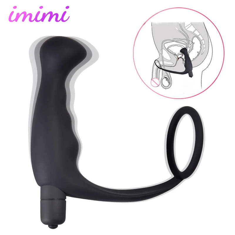 Prostate Male Masturbator Dildo Vibrator Silicone Anal Massager With Penis Delay Ejaculation Ring Butt Plug Sex Products for Man