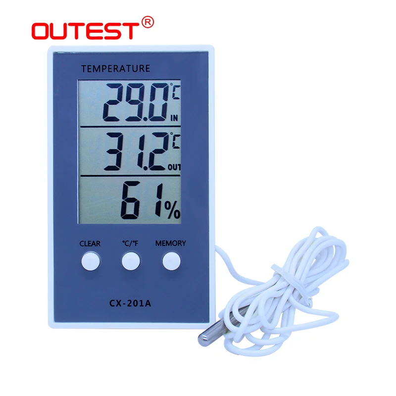 Digital LCD indoor outdoor thermometer hygrometer baby face display temperature humidity tester weather station CX-201A,thermometer hygrometer,digital thermometer,temperature and humidity meter,hygrometer thermometer