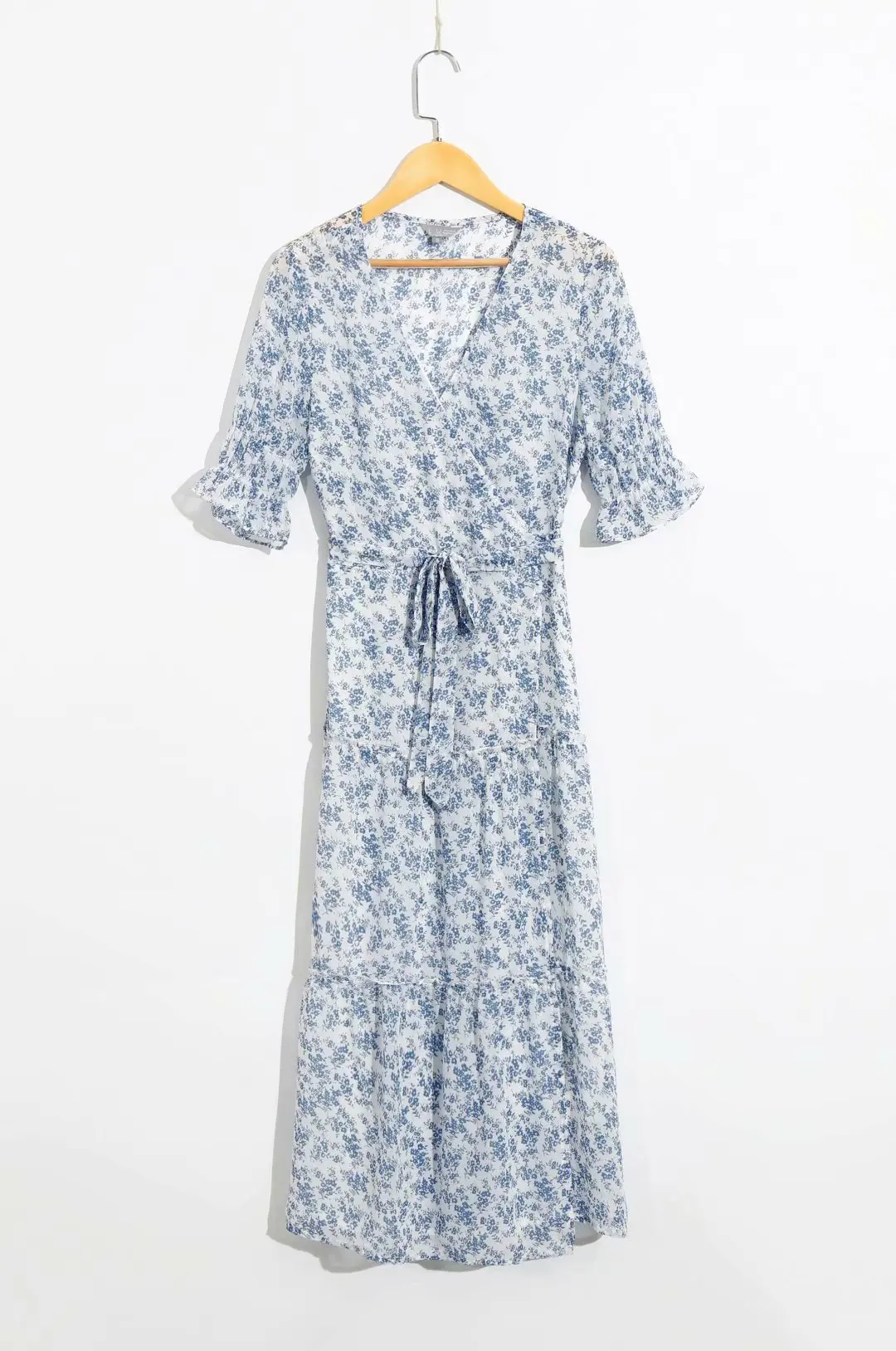 

2020 chun xin Products in Europe And American Style WOMEN'S Dress Blue Pattern Slim Fit V-neck Dress A7as5704