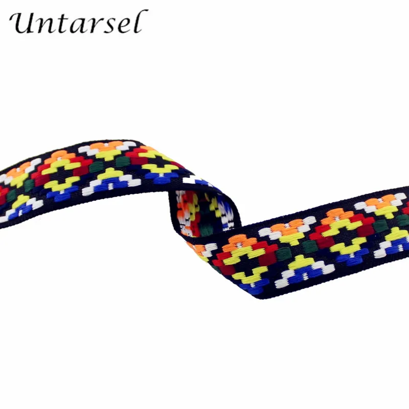 Untarsel 5 ярдов/партия 2,5 см вышитая одежда этнические нейлоновые лямки для подвешивания ткани с героями телесериала «друзья» подарки для Рождественского украшения