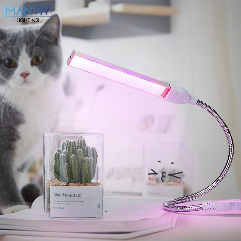 

USB Portable LED Plant Grow Light 3W 5W Full Spectrum Phyto Lamp DC5V Rotation Flexible Light Indoor Desktop IR UV Plant Growing