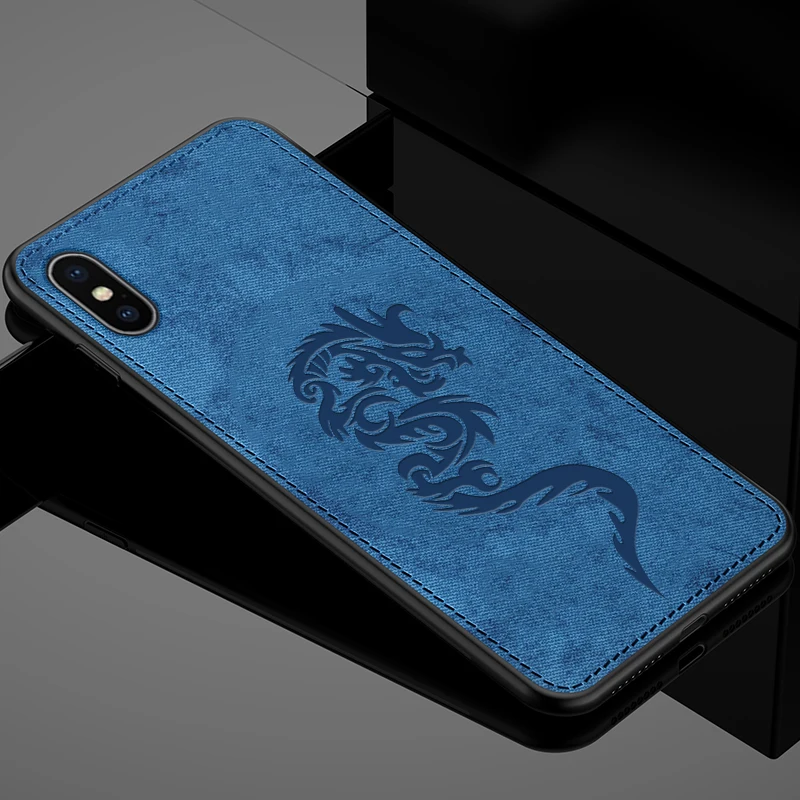 Чехол для iPhone xsmax xr x, чехол для iPhone 6, 6s, 7, 8 plus, задняя крышка, ударопрочный, тканевый, мягкий, tpu, xs max, 7 plus, 8 plus, корпус, capas - Цвет: blue dragon
