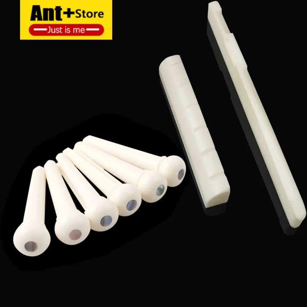 

For Acoustic Guitar Natural Cattle Bone Guitar Nut and Saddle + Bridge Pins