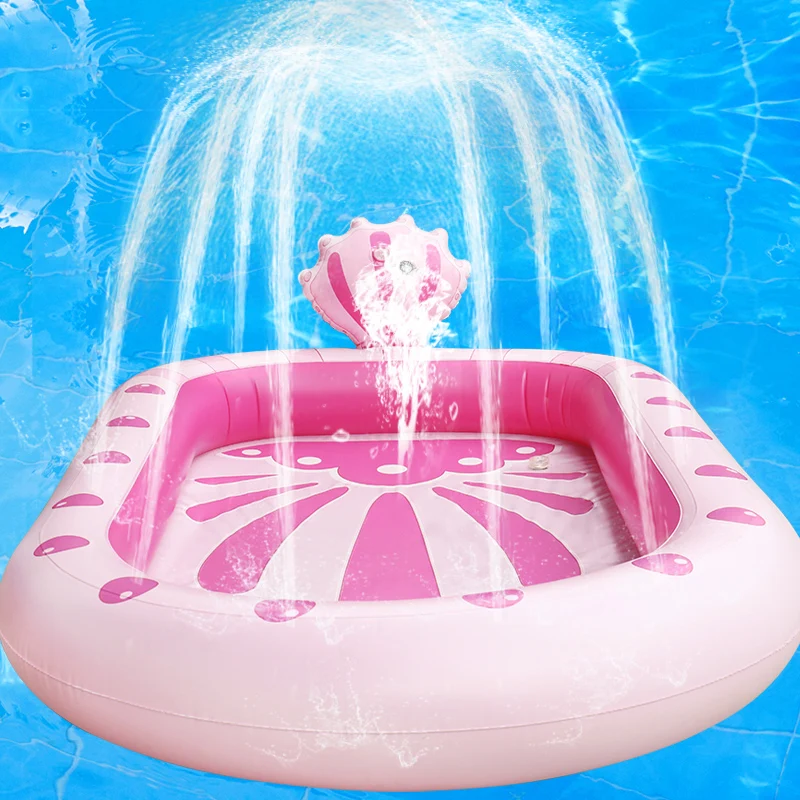 Summer Kids Inflatable Water Splash Play Pool Toys Bathing Playing Sprinkler Mat Yard Outdoor Fun Multicolour PVC Material