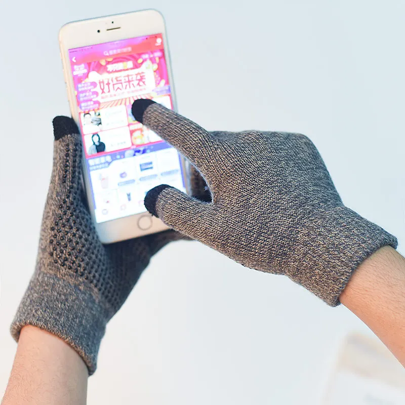 

2020 Winter Men And Women Knitted Gloves Touch Screen High Quality Thicken Warm Wool Cashmere Solid Gloves Mitten luvas guantes