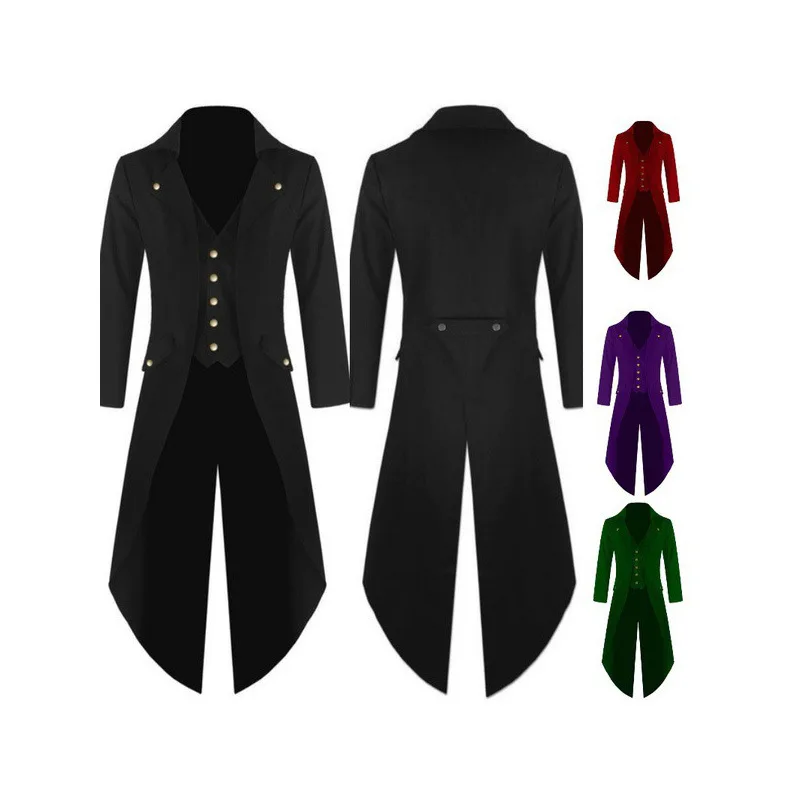 

2019 New Style Europe And America Solid Color Fashion Steam Punk Retro Tuxedo Uniform Formal Dress