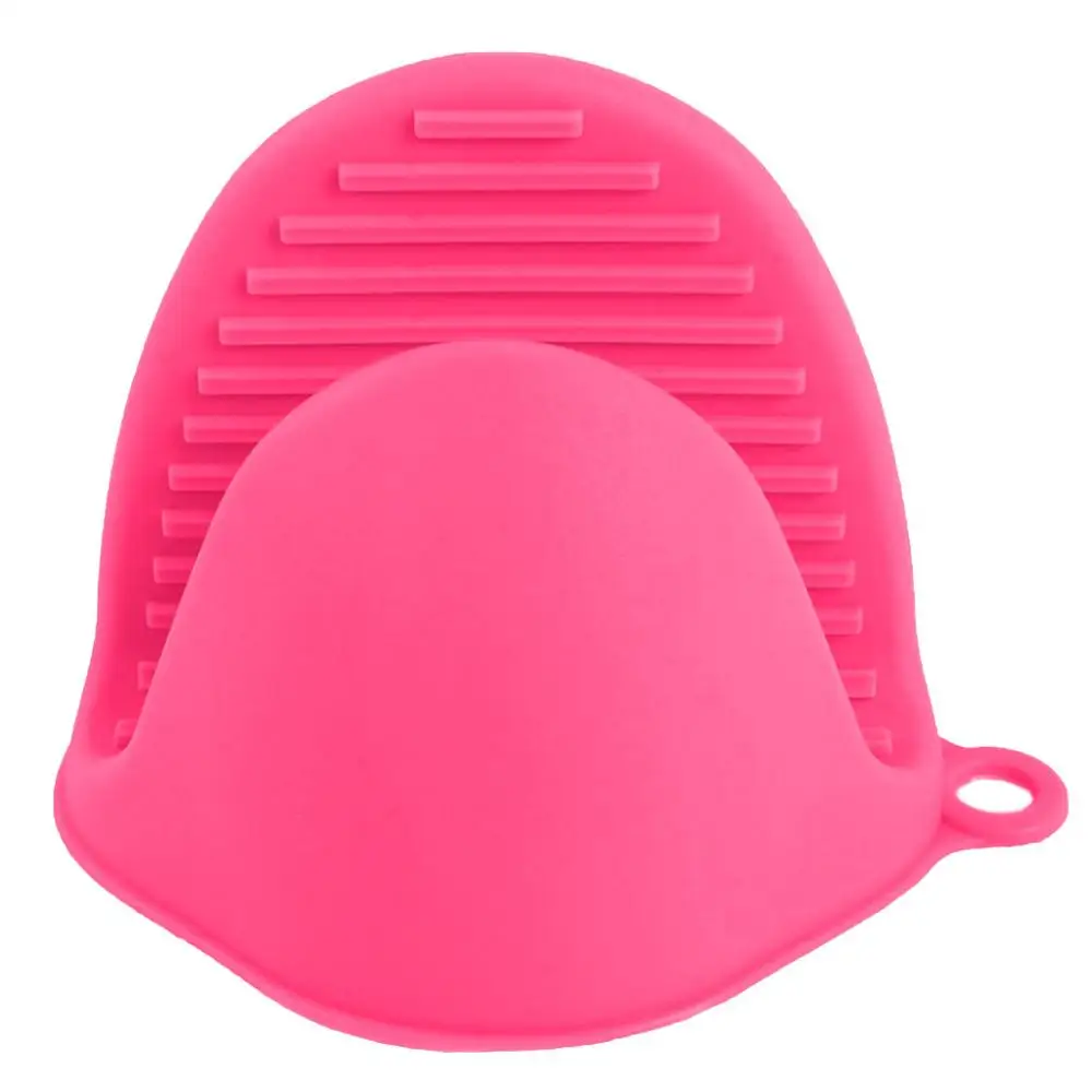 Hot Pink Кухонные силикагелевые теплоизоляционные перчатки с высокой температурой, пластины с защитой от ожогов, зажимы для духовки, рукавицы для микроволновой печи, перчатки с зажимом A40 - Цвет: Hot Pink