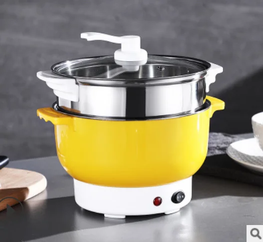 Yellow White steamer Мультифункциональная рисоварка DMWD, электрическая сковорода, кастрюля для приготовления лапши, яичный омлет, сковорода, мини-Сковорода, пароварка для приготовления пищи, суповый нагреватель - Цвет: Yellow White steamer