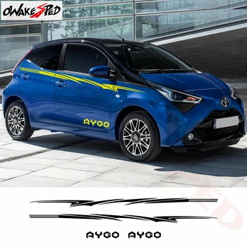 

1set Racing Sport Car Door Waist Line Decor Stickers Vinyl Decals For-Toyota AYGO Auto Body Styling Stripes Stickers