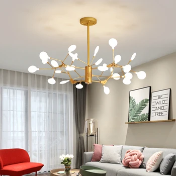 

Nordic Rotatable Firefly Led Chandelier Lighting Living Room Gold Metal Led Pendant Chandeliers Lights Acrylic Led Hanging Lamp