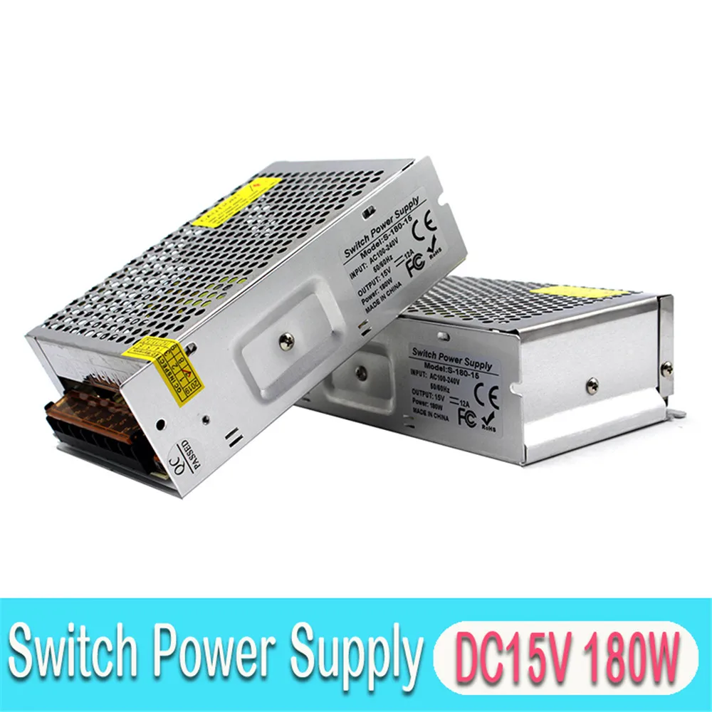 Малый объем импульсный источник питания AC110V 220V к DC15V 12A 180W источник питания одиночный выход SMPS для CCTV СВЕТОДИОДНЫЙ монитор освещения