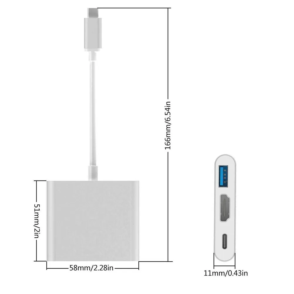 Горячая Тип C USB к USB-C 4K HDMI USB Кабель-адаптер 3 в 1 концентратор для ПК ноутбук BUS66