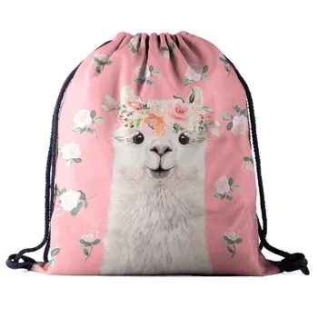 

Backpack Drawstring Bag 3D Printing Alpaca Women men daily Casual Girl's Mochila knapsack Feminina bundle pocket rope bags new