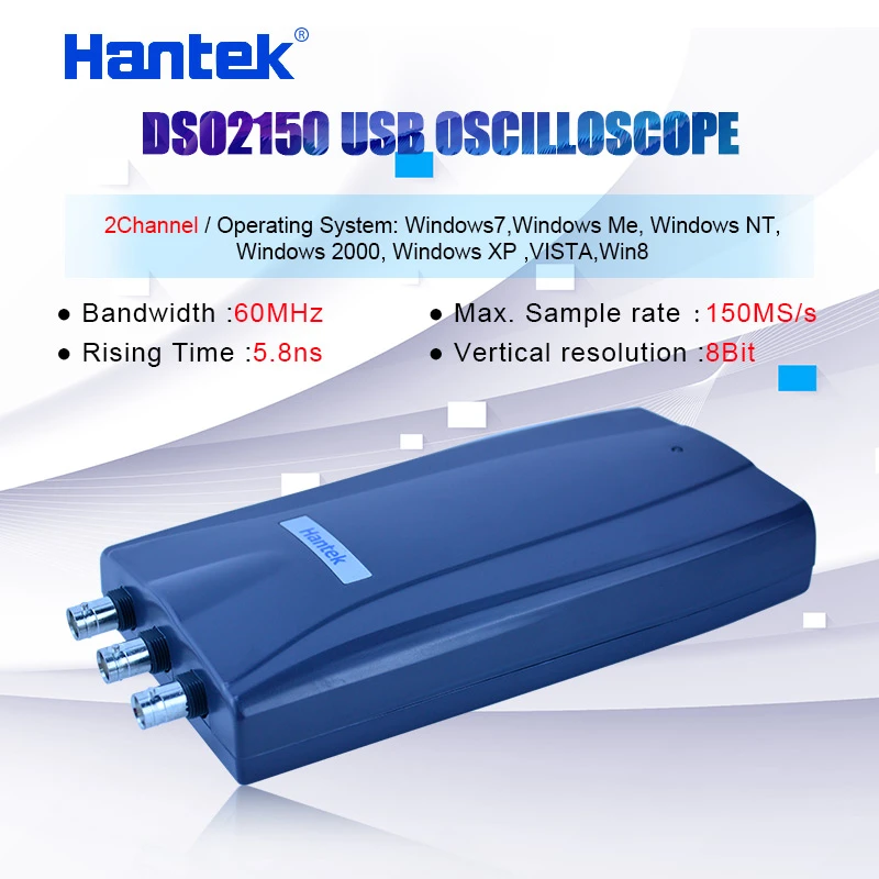 Hantek Dso 2150 2 Channels Digital Oscilloscope 60mhz Bandwidth 2ch Pc Usb Oscilloscope 150msa S 23 Functions Oscilloscopes Aliexpress