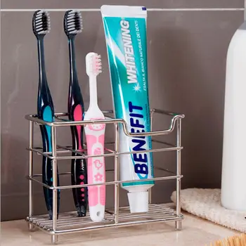 

Toothbrush Toothbrush Holder Toiletries Organizer Toothpaste Stand Storage Rack Stainless Steel Bathroom Caddy For Kitchen