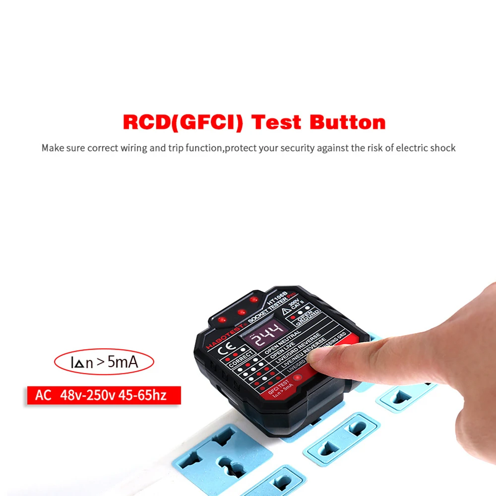 HT106B HT106D HT106E цифровой дисплей Розетка тест er Разъем полярности фазы контрольный детектор напряжение тест Многофункциональный электроскоп