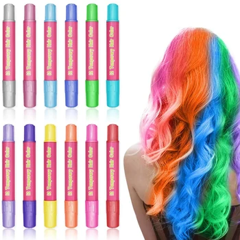 

12 color hair coloring crayon set Hair dye pen Hair cream temporary Safe Adults Disposable Temporary hair coloring pen