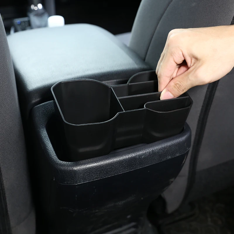 

Car Accessories Interior Center Control Storage Rear Drain Cup Holder Storage Box For Toyota Tacoma 2016-2020 Plastic Black 1Pcs