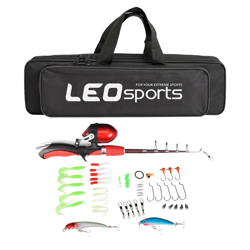 

Leo Fishing Rod Reel Combo Set,Portable 1.4M Telescopic Fishing Rod Pole,Fishing Reel,Fishing Line,Fishing Tackle Box Accessorie