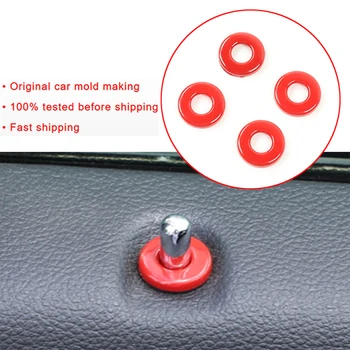 

for Jeep Grand Chrokee 2011-2020 Door Lift Bolt Lock Pin Cover Sticker Decoration Trim Car Interior Accessories ABS Red Silver