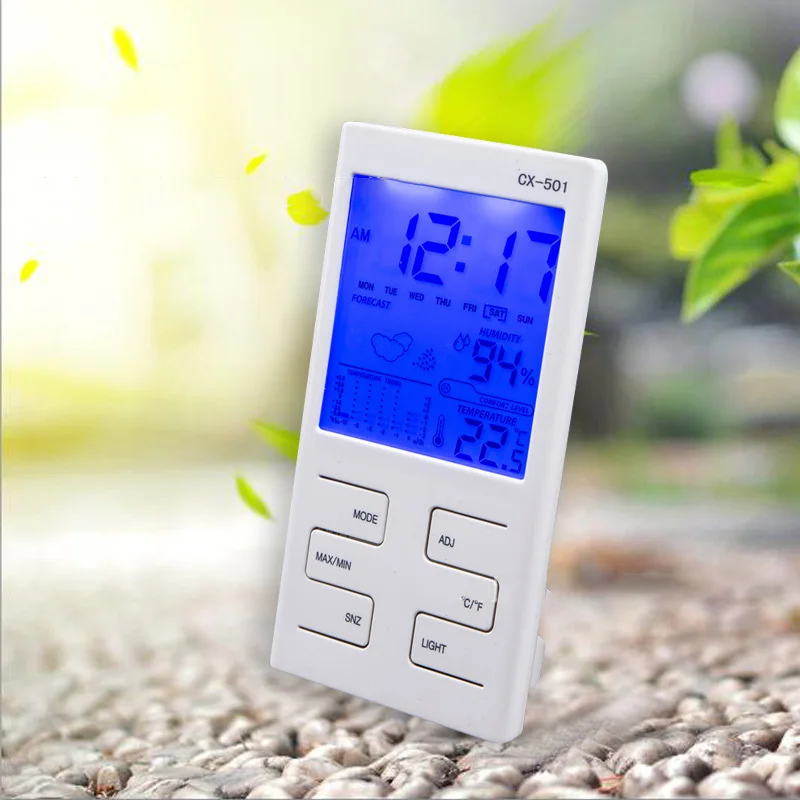 Электронный цифровой термометр гигрометр, часы с ЖК-экраном, температура и влажность, комнатная мететермометр