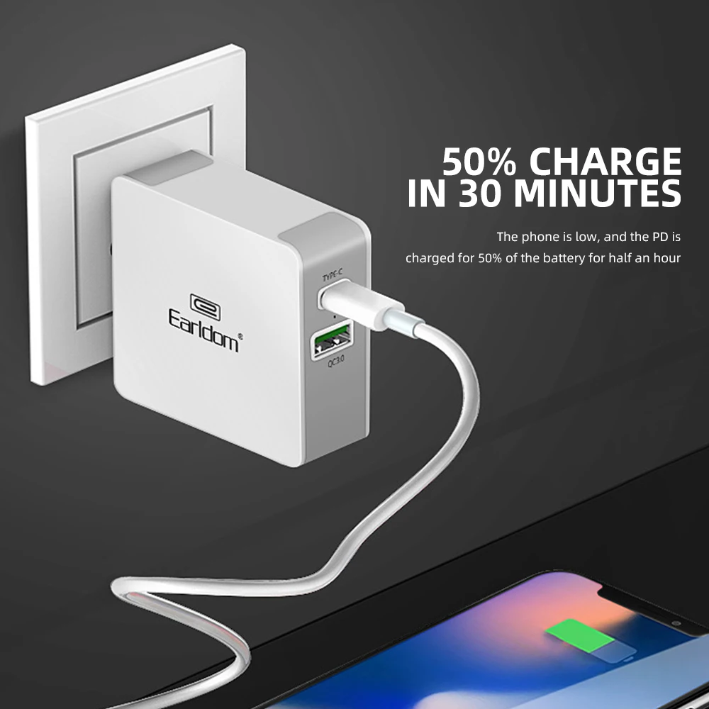 FDBRO 36 Вт type-C USB настенное зарядное устройство PD быстрое зарядное устройство и QC 3,0 USB порт для MacBook Pro, ноутбуки с USB C зарядка смартфонов