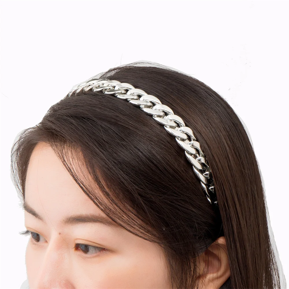 FORWOT-Diadema de cadenas mujer, bandanas elásticas, Aro para el pelo, diademas niña, accesorios para el cabello, adorno para el cabello de Metal elegante - AliExpress