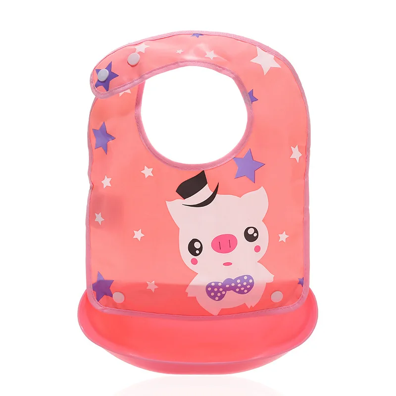 Pink Pig Водонепроницаемые детские нагрудники для новорожденных, Детские фартуки, нагрудник для младенцев, Слюнявчики, милый детский мультяшный нагрудник, съемный водонепроницаемый нагрудник, милый нагрудник - Цвет: Pink Pig