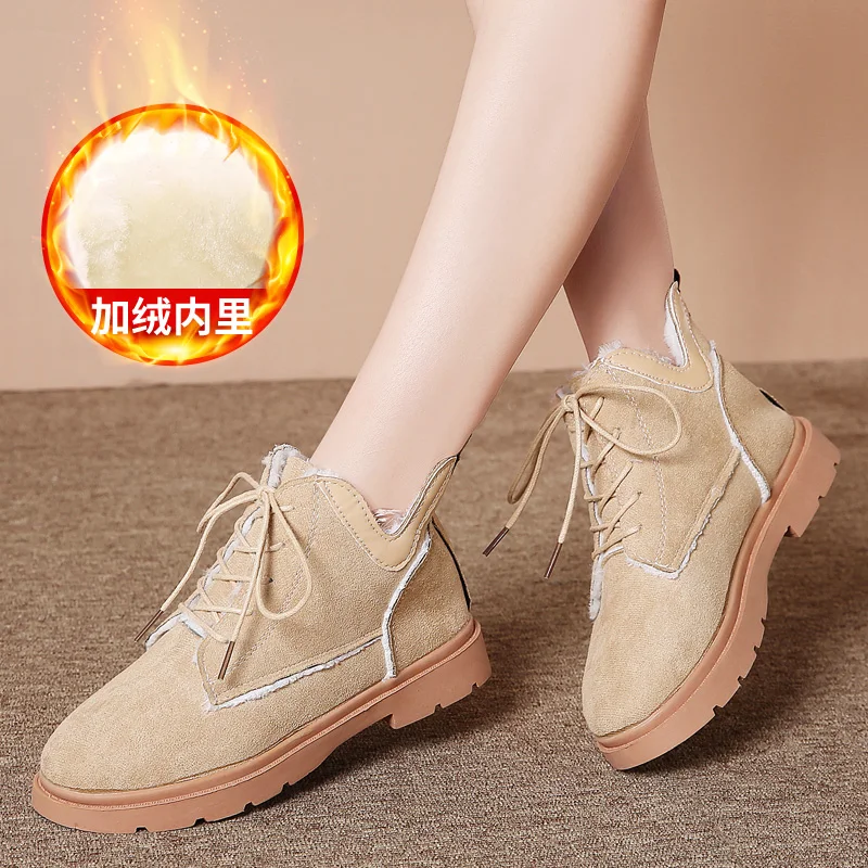 

OLOMM Winter Plus velvet Keep warm boots women Trend Outdoor Non-slip Women Vulcanize Shoes High Quality Hard-Wearing womenShoes