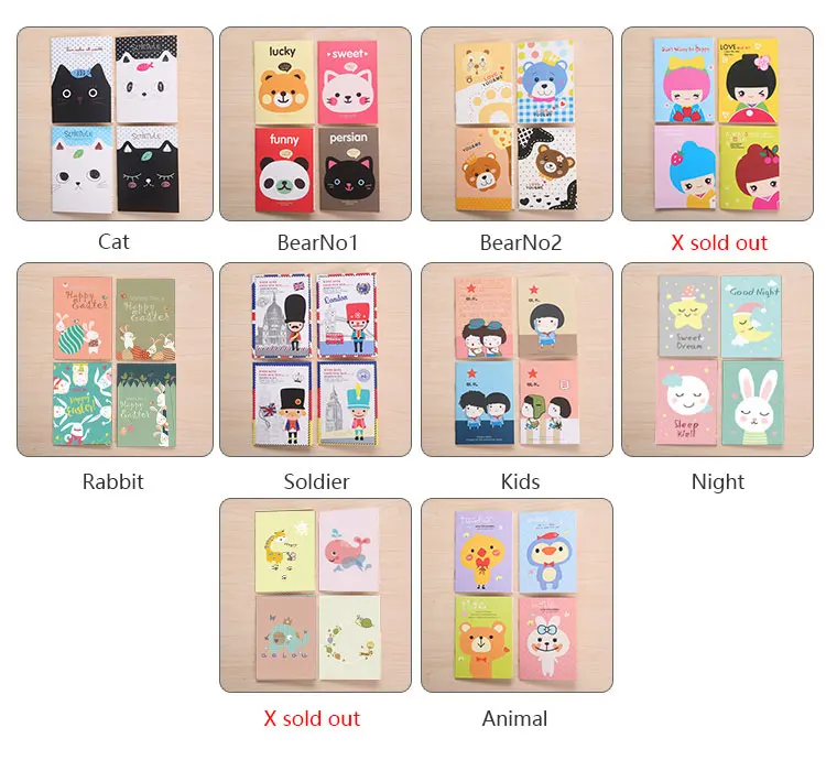 4 шт./компл. Kawaii Ноутбук Мини Дневник для детей школьные записи 40 страниц Подарки прекрасный ноутбук в мультипликационном стиле