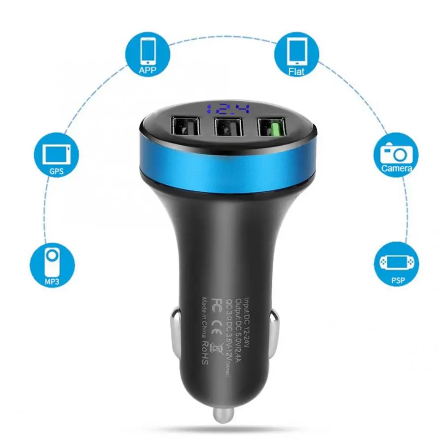 Разъемы для адаптеров портативный 3 USB порт автомобильное зарядное устройство Быстрая зарядка мобильный телефон дорожный адаптер авто аксессуары