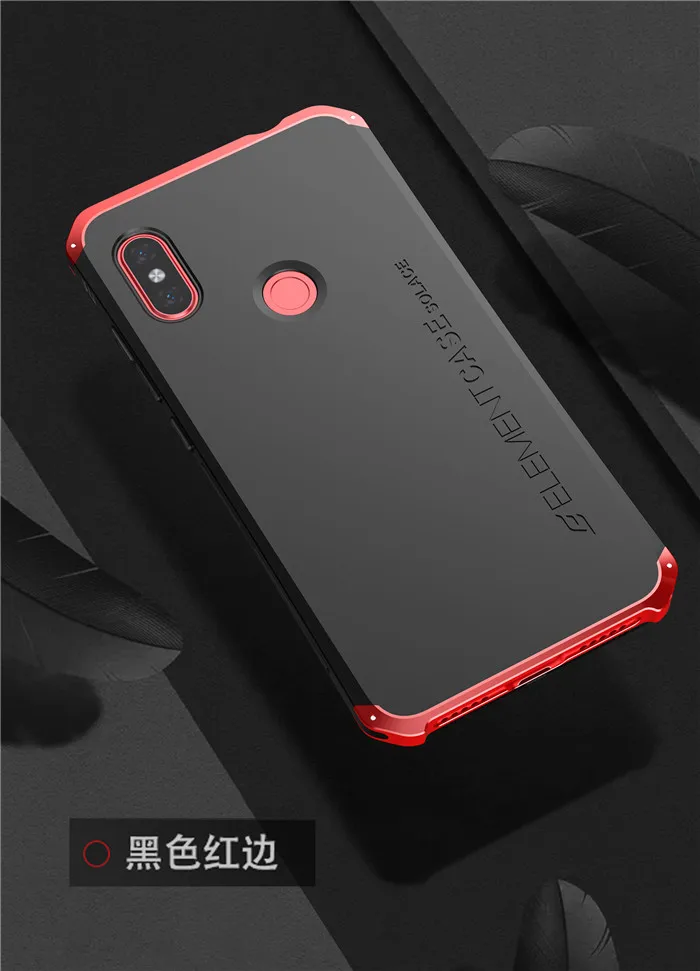 Black Red Чехол для Redmi Note 6, противоударный защитный металлический чехол s для Xiaomi Redmi Note 6, тяжелая защитная задняя крышка - Цвет: Black Red