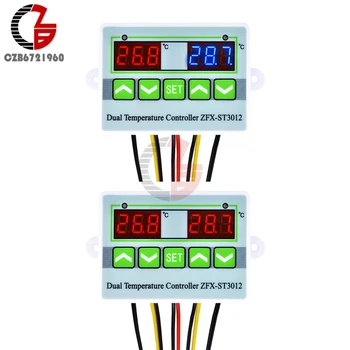 

110V 220V 12V 24V Dual Digital Temperature Controller Thermostat Thermometer Brewing Incubator Heating Cooling Thermal Regulator
