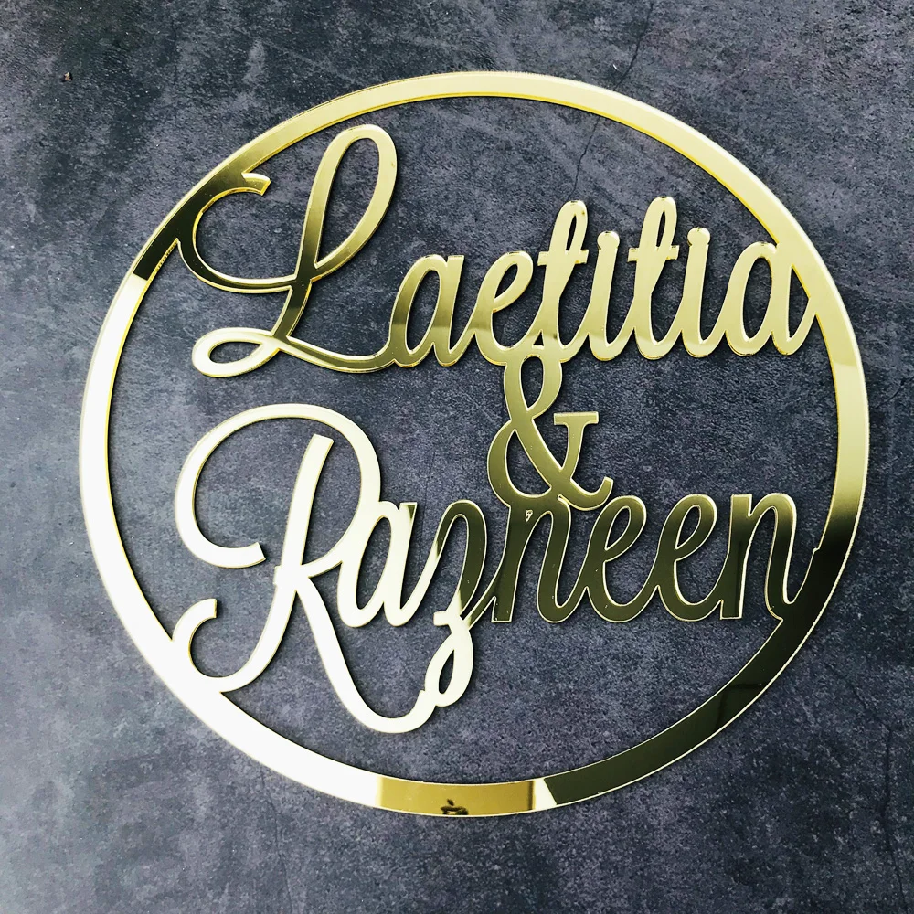 Personalized Bride And Groom Name Wedding Photo Props Mirror Gold Acrylic Birthday Decoration Unique Party Gifts Photobooth Prop (6)