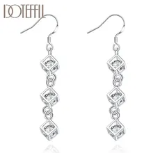 DOTEFFIL 925 Sterling Silver  Baishige AAA Zircon Drop Earrings Charm Women Jewelry Fashion Wedding Engagement Party Gift