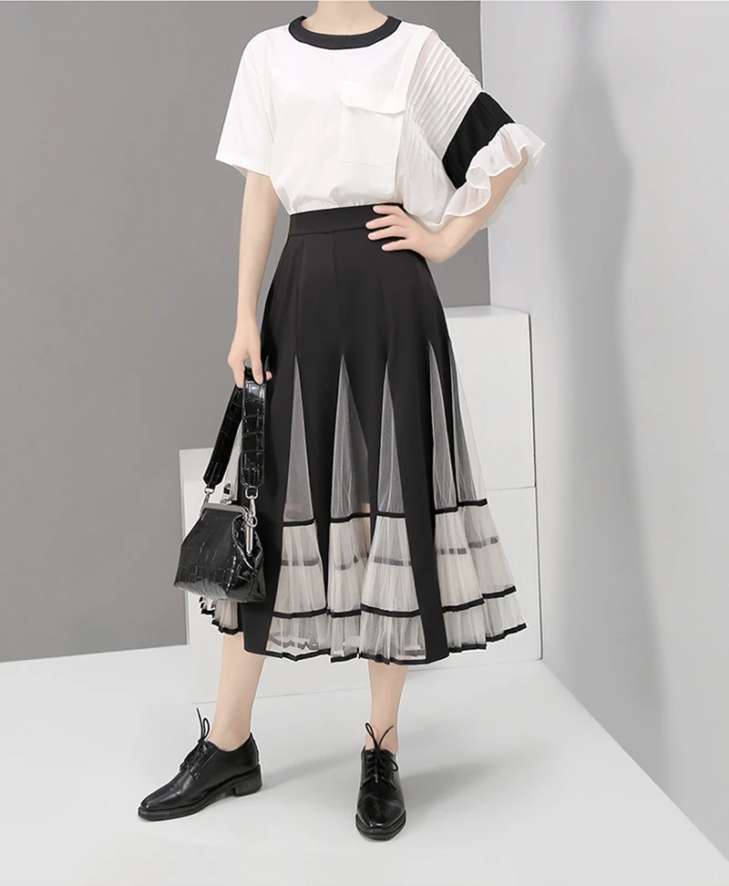 LISCN юбка женская осень и зима Европейский Американский Уайлд Высокая талия Сетка кружево