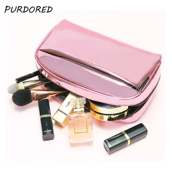 

PURDORED 1 Pc Large Capacity Cosmetic Bag PU Leather Women Beauty Organizer Pouch Female Makeup Pouch Laser Women Cosmetic Case
