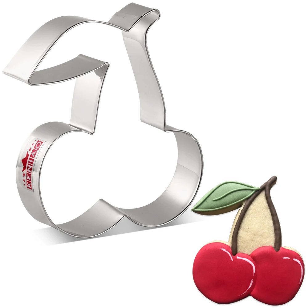 KENIAO Cherry Cookie Cutter 10 x 9.4 CM Fruit Biscuit Fondant Bread Sandwich Stainless Steel DIY Kitchen Decor Tool Baking Mold