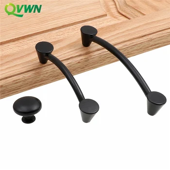 

QVWN Black Cabinet Handles Solid Drawer Knobs Kitchen Cupboard Door Pulls Furniture Handle Cabinet Hardware