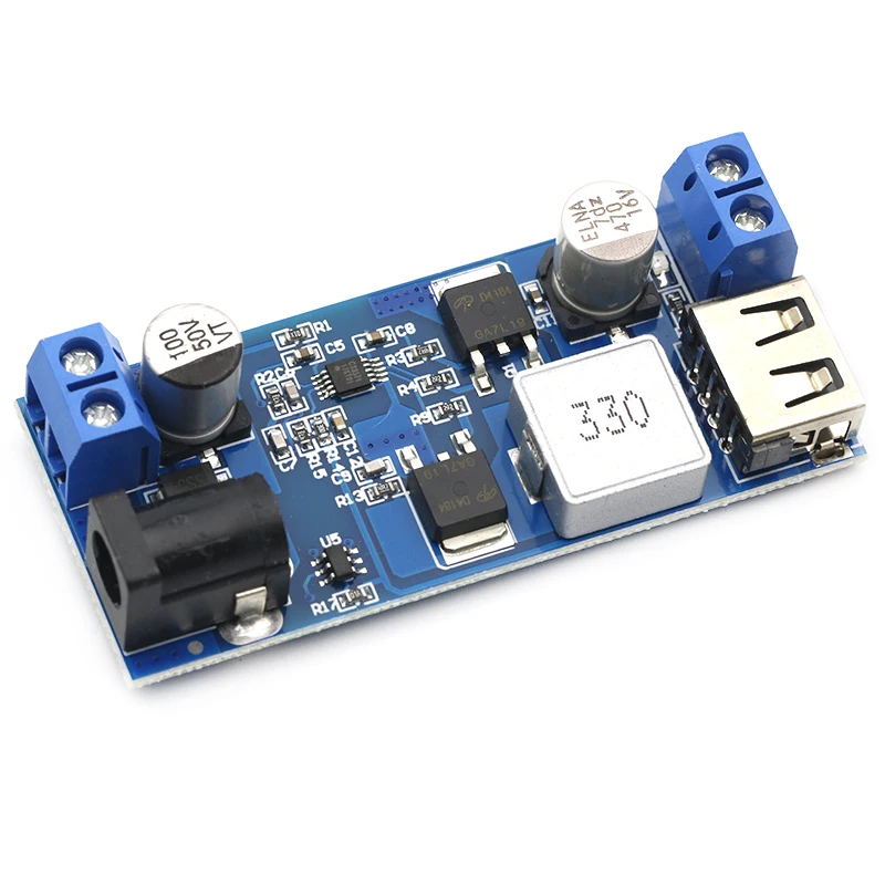 DollaTek LM2596S DC-DC 24V/12V to 5V 5A Step Down Power Supply Buck Converter Adjustable USB Step-Down Charging Module DollaTek LM2596S DC-DC 24V/12V to 5V 5A Step Down Power Supply Buck Converter Adjustable USB Step-Down Charging Module