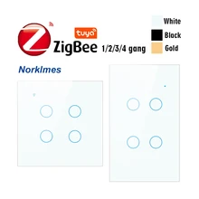 ZigBee smart home wifi wall touch switch,2/3 way, Tempered glass panel Whole house light control switchAC85-240V,1/2/3/4 gang