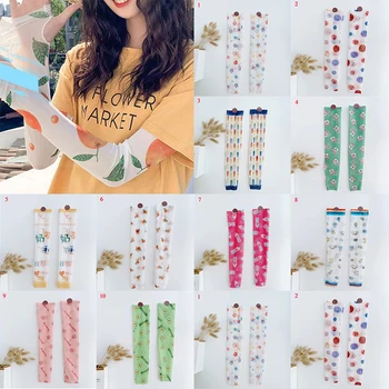 

1 pairs Ice Silk Arm Sleeves avocado Corgi Srawberry arm Warmers Summer Spors Protection Run Cycling Pattern daisy Sunscreen New