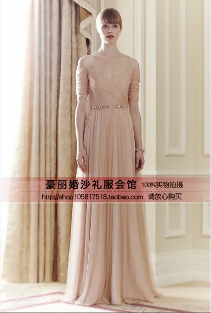 Robe de soiree Новые Модные Недорогие Платья с коротким рукавом и поясом со стразами vestido de festa вечерние длинные платья для матери невесты