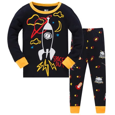 Kids Pajamas Sets Cotton Boys Sleepwear Suit Girls Pajamas Long Sleeve Tops+Pants 2pcs Children Clothing - Цвет: Розовый